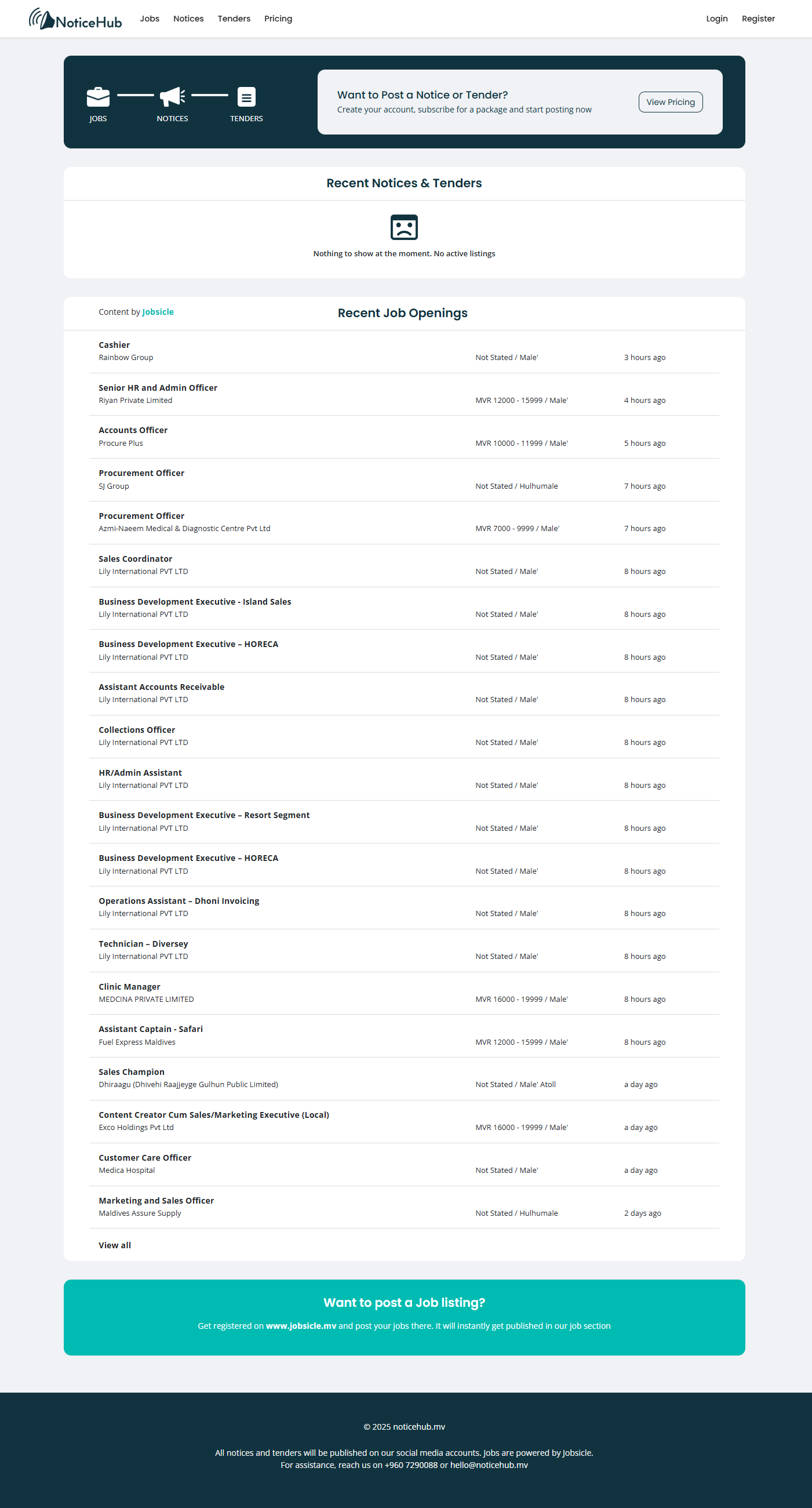 NoticeHub — Listing & Tender Management Web App screenshot