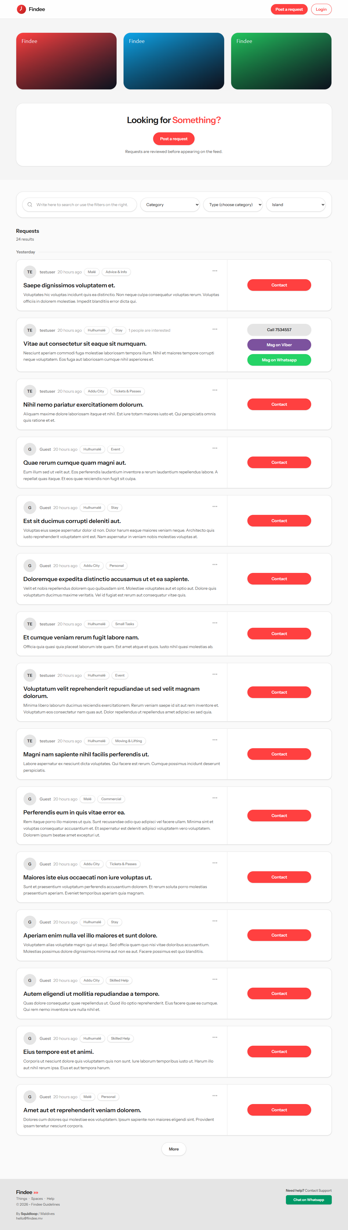 Findee — Community Request Web Application screenshot